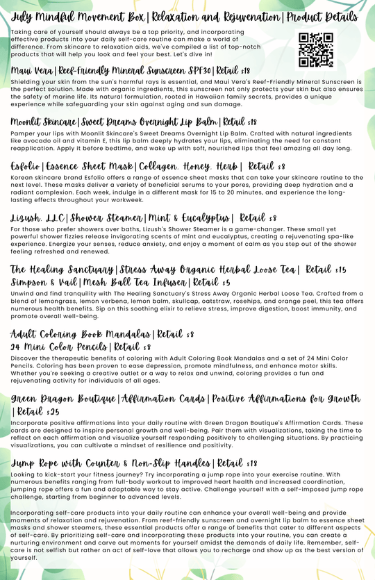 The Mindful Movement | Past Box | July 2023 - Green Dragon Boutique