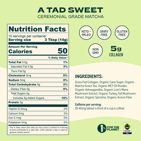 Latte Mix | Jibby Coffee | Matcha Super Latte | A Tad Sweet | 10 Servings