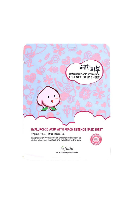 Sheet Mask | Esfolio | Hyaluronic Acid and Peach Essence Sheet Mask