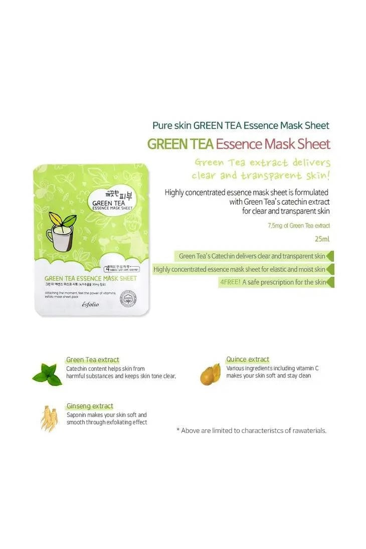 Sheet Mask | Esfolio | Green Tea Essence Sheet Mask