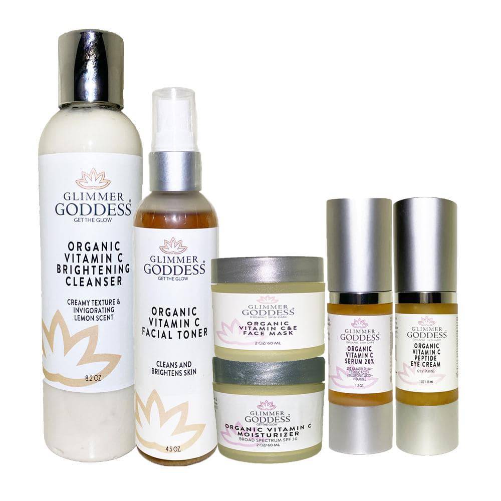 Face Care Set | Glimmer Goddess | Organic Vitamin C Skin Brightening 6 Step Collection