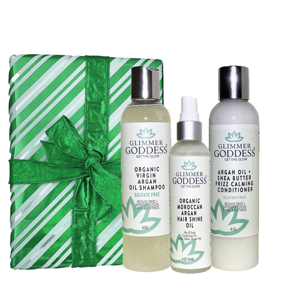 Haircare Set | Glimmer Goddess | Organic Argan Oil Shampoo & Conditioner with Hair Shine Spray