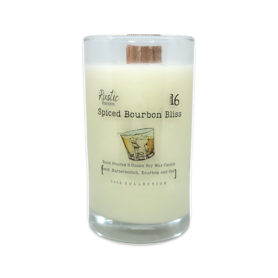 Organic Soy Candle | Rustic Ember | Spiced Bourbon Bliss | 8 Ounce