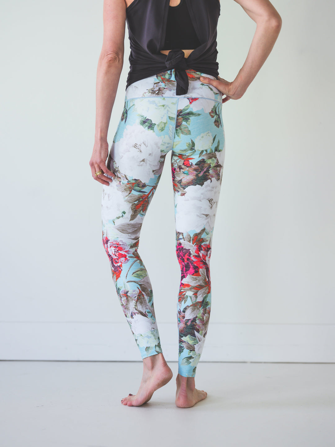 Yoga Pants | Colorado Threads | Teal Floral Yoga Pants *FINAL SALE*