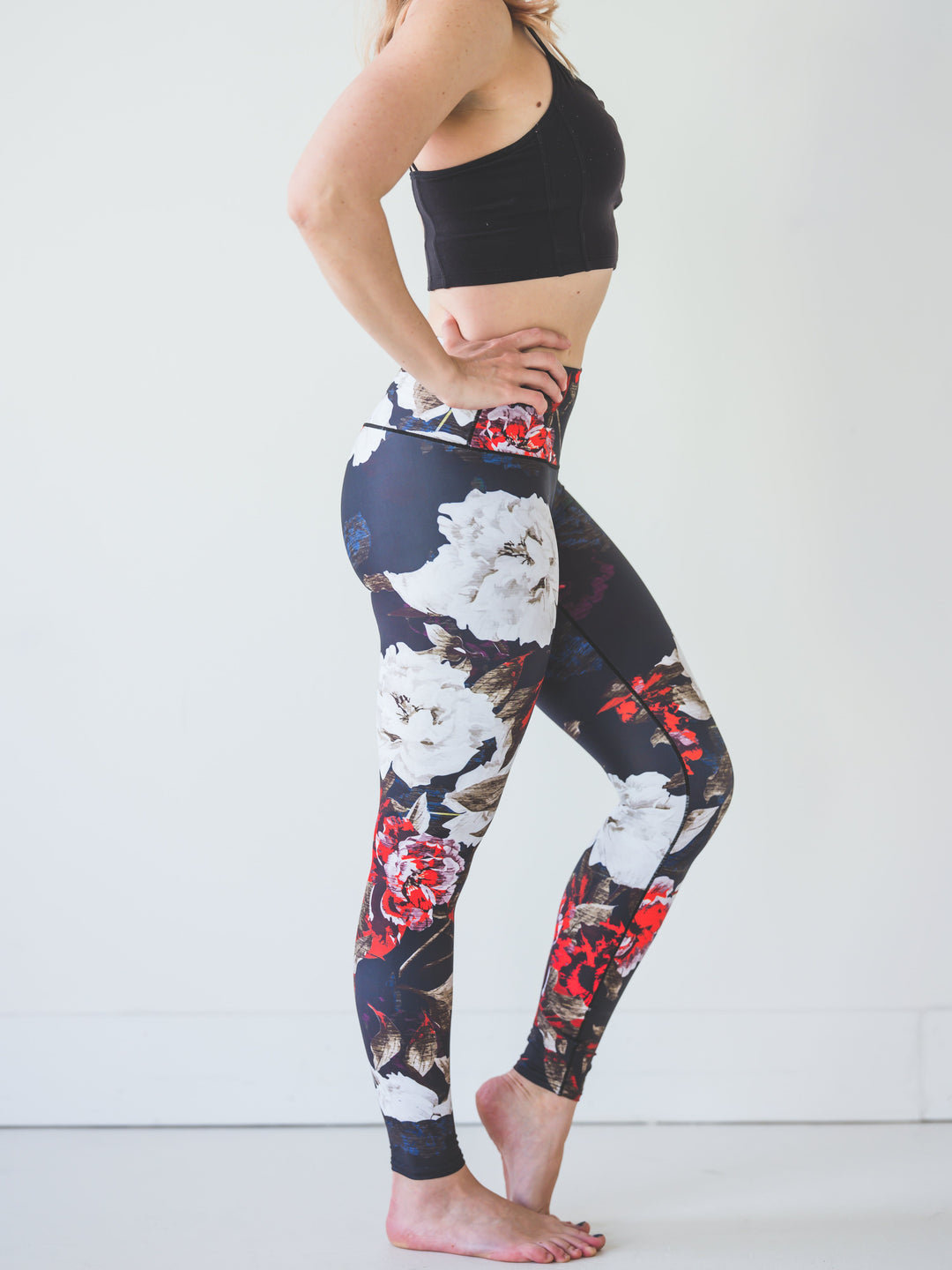 Yoga Pants | Colorado Threads | Black Floral Yoga Pants