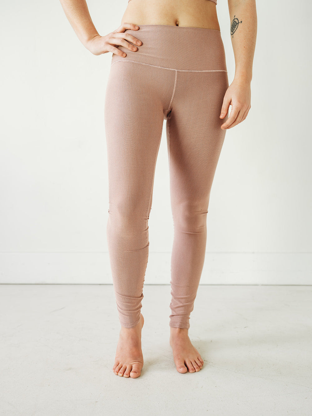 Yoga Pants | Colorado Threads | Blush Microstripe Yoga Pants
