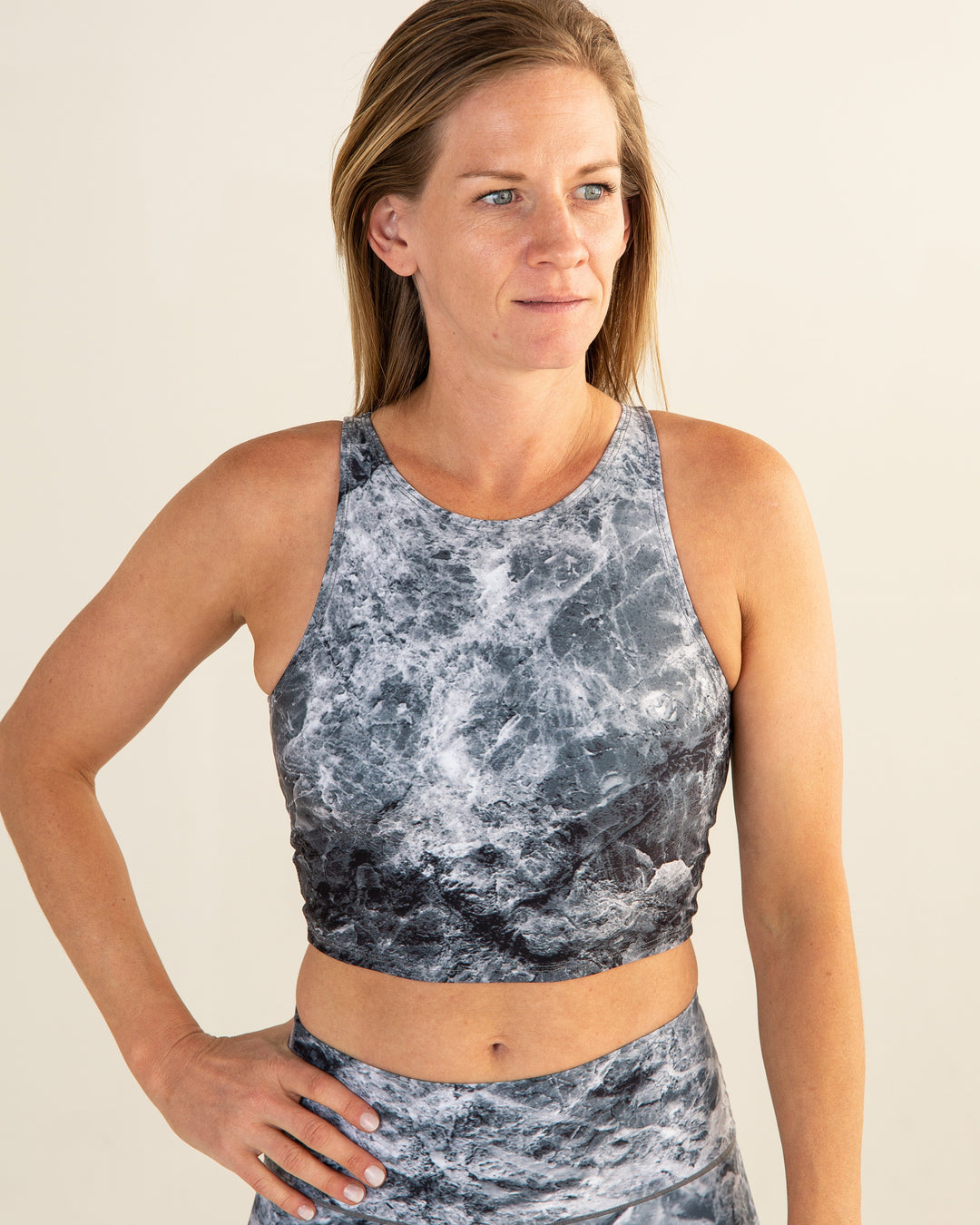 Top | Colorado Threads | Grey Marble Crop Top